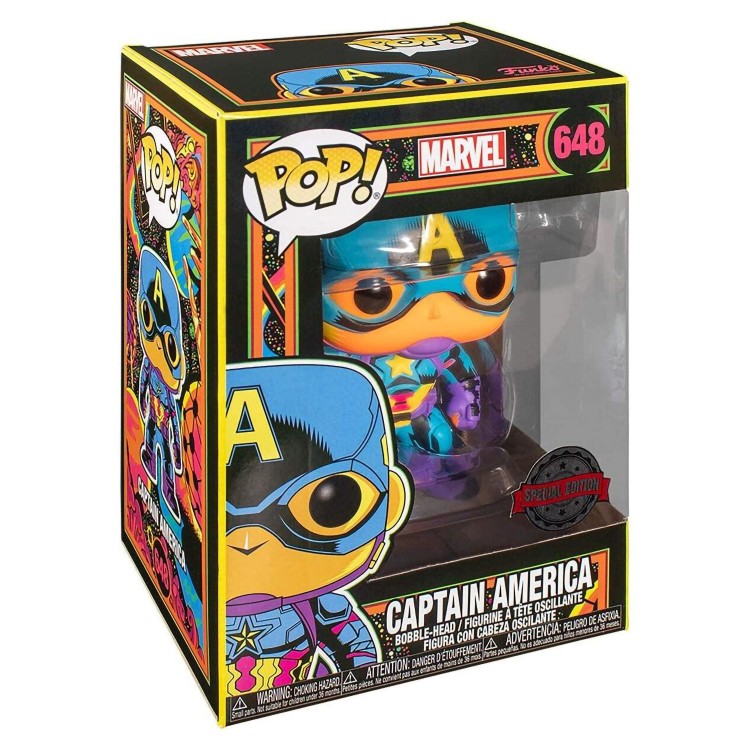 Купить Фигурка Funko POP! Bobble Marvel Captain America (Black Light) (Exc)  