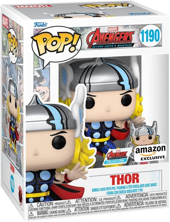 Купить Фигурка Funko Pop! & Pin: The Avengers: Earth's Mightiest Heroes - 60th Anniversary, Thor with Pin, Amazon Exclusive 