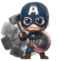 Avengers 4: Endgame - Captain America Battling Cosbaby 3.75” Hot Toys Bobble-Head Figure